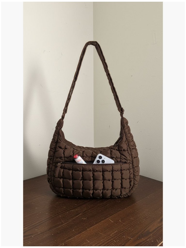 Quilted Crossbody Bag, Water-Resistant Polyester, Adjustable Strap, Travel Purse